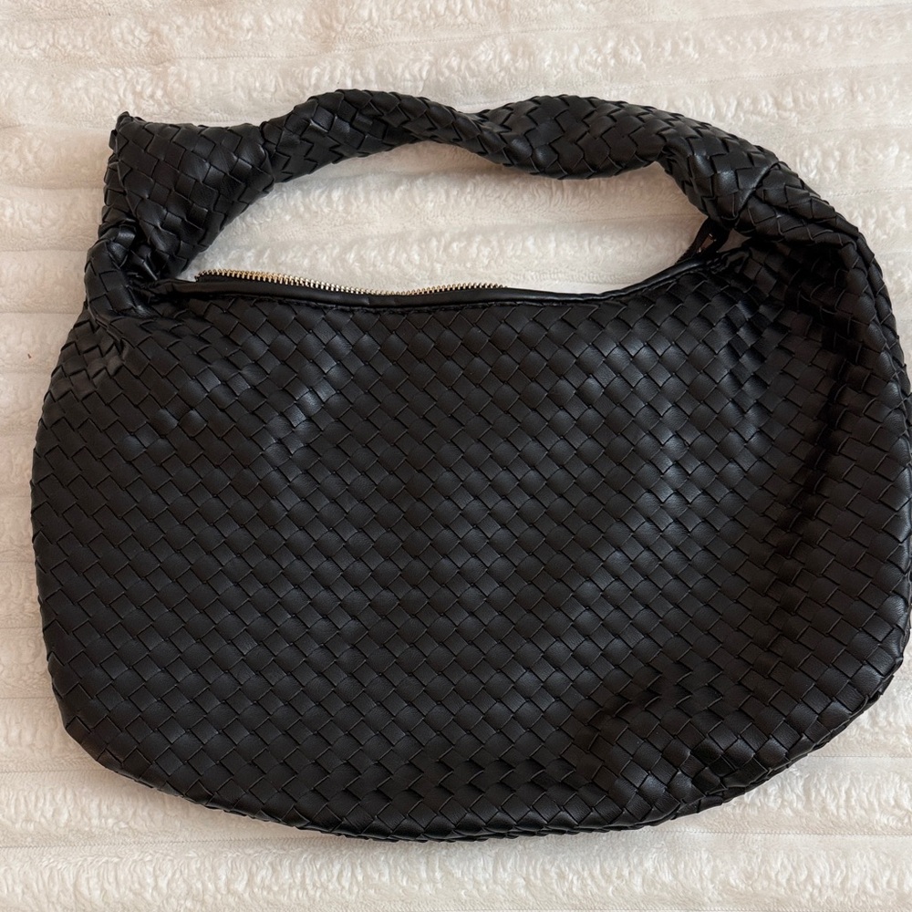 Anthropologie Black Woven Hobo Bag